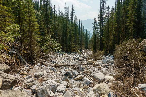 Hiking down the access stream.