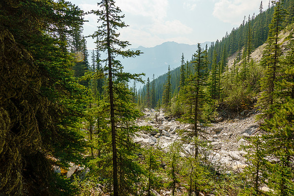Hiking down the access stream.