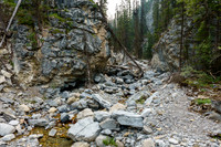 Hiking the access creek through a narrows.