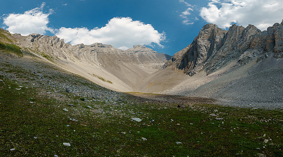 Views back up the south face and bowl of Solstice Peak.