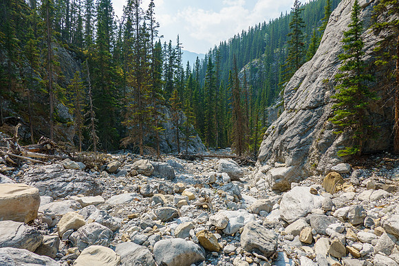 Hiking down the access stream.