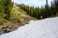 Hiking up the approach creek.