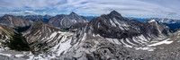 Views from the SE ridge to Apparition (L), Aylmer (C) and Solstice (R).
