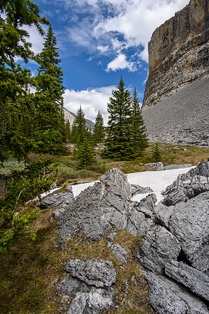 Hiking back into the approach creek.