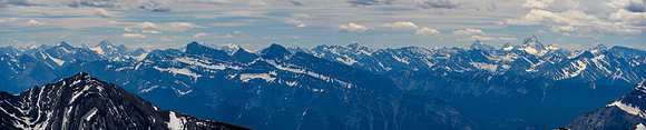 Joffre (L), Sir Douglas, Rundle, Eon, Aye and Mount Assiniboine (R).
