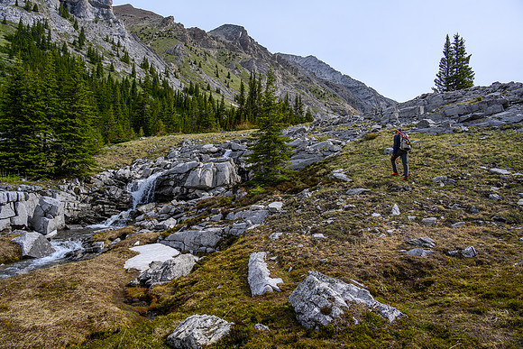 Hiking the upper part of the creek just before the lake.