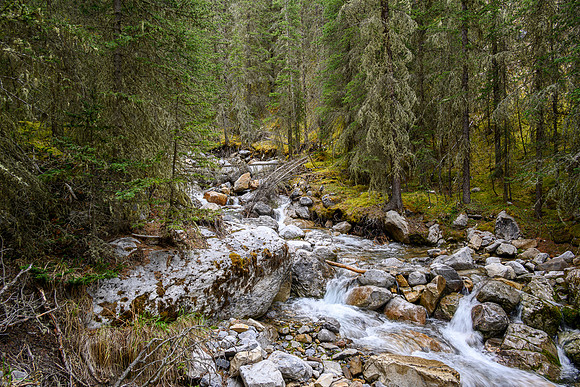 Hiking up the approach creek.