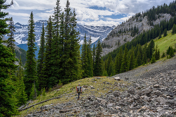 Hiking back down the approach creek.
