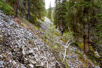 Hiking up the approach creek.