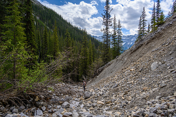 Hiking back down the approach creek.