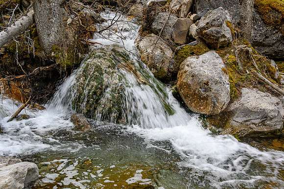Hiking up the approach creek.