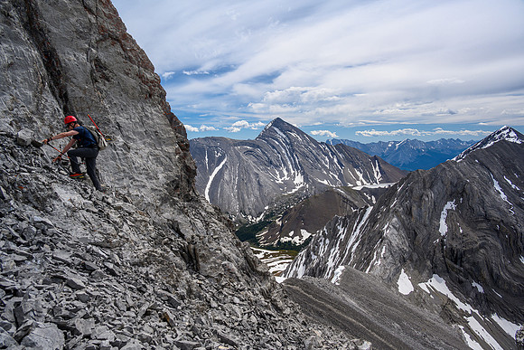 Scrambling the SE ridge.
