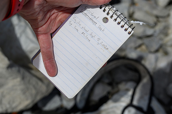 Summit register. Despite appearances this is NOT South Ghost Peak. :)