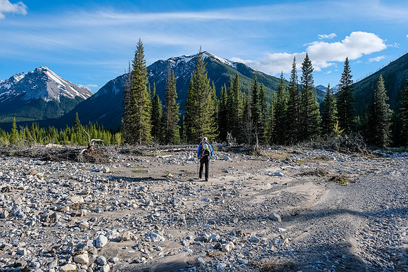 Back at the Stony Creek flats near our bikes. Elaphus rising in the bg.