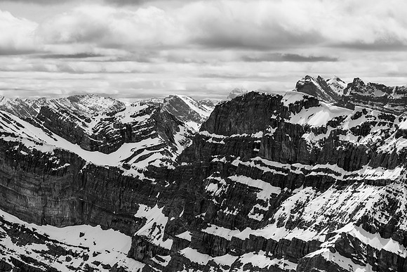 Looking past Cascade (R) to a distant Mount Assiniboine.