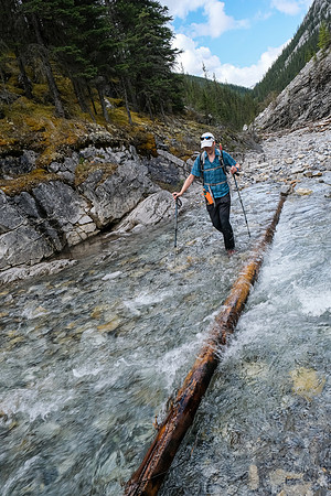 Hiking up the access creek.