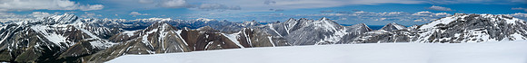 Views north to Puma (L) over Dormer Pass includes Melanin, Gable, Barrier, Dormer, Psychic (R).