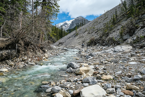 Hiking up the access creek.