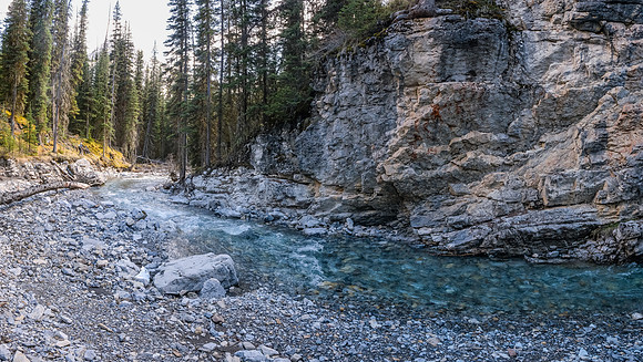 Exiting the creek as the light starts to soften and glow.