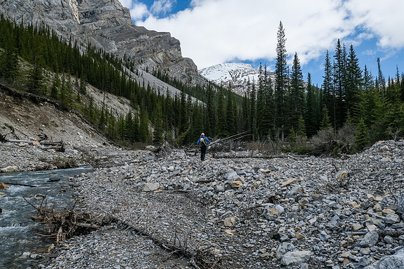 Hiking up the access creek.