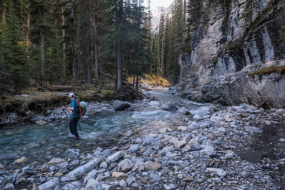 Exiting the creek.