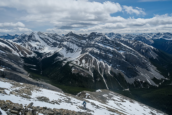 Descending back to the valley with Spectral at left.