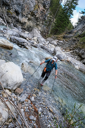 At least 35-40 crossings of the creeks each way (up and down).