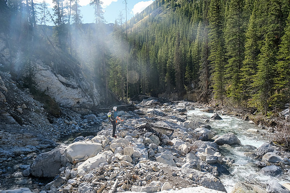Exiting the creek as the sun starts to go down in the west.