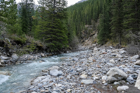 Hiking up the access creek.