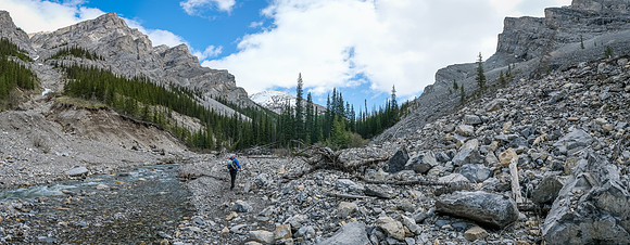 As we get higher in the creek the scenery opens up with soaring cliffs, blue skies and a wild feel.