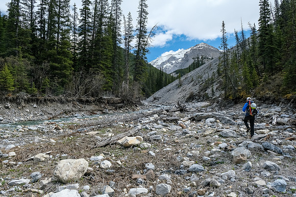Hiking up the access creek.