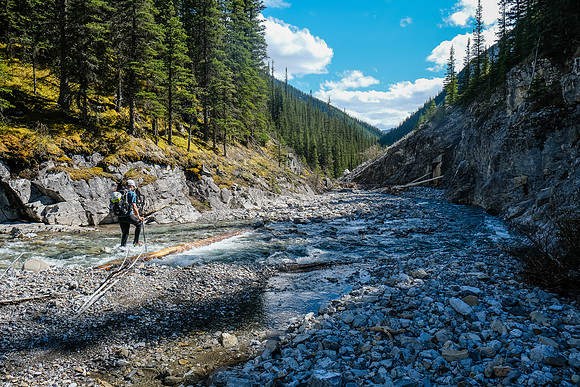 Exiting the creek.