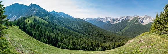 Views from the ridge back down the long approach valley.