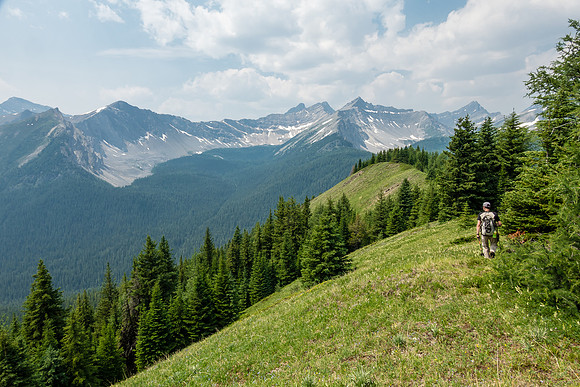 Hiking back along our access ridge.