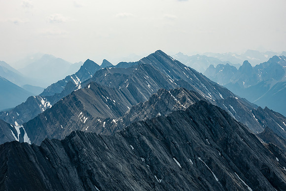 Smoky views south.