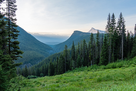 Views back to Mount Rundle.