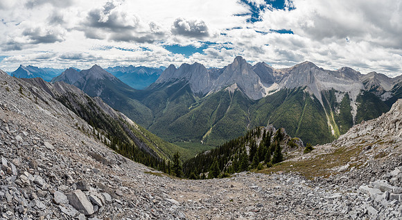 We are now on So's descent route and just starting up the SW ridge.