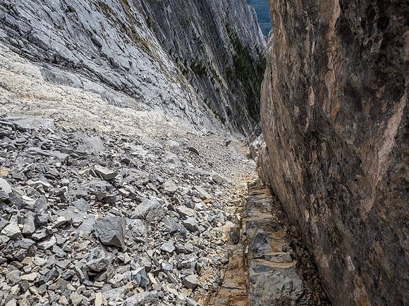 Back down our ascent gully.