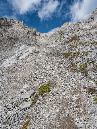 Looking back up our descent gully from the same spot as the previous photo, except looking behind me rather than straight up above.