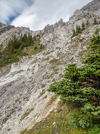 Looking back at the pinnacle from even lower on our descent now.