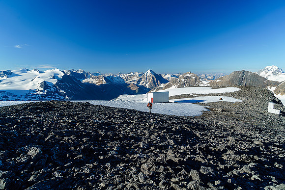 Ben leaves the comfort of the Lyell Hut for our attempt on Walter Peak.
