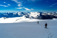 The day has already gone 'nuclear' and it's only around noon as we trudge down the south shoulder of Christian Peak.