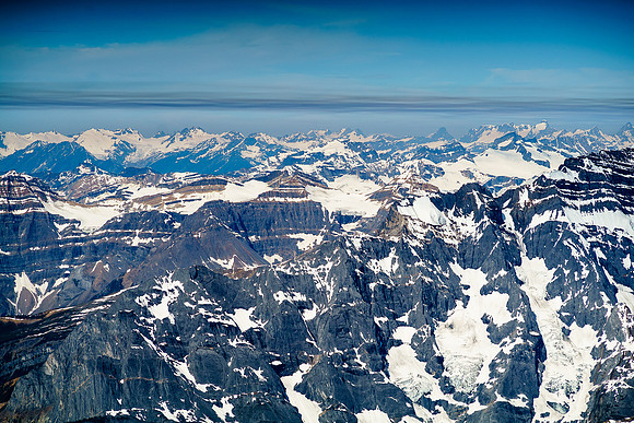 Looking over Ego Mountain in the foreground towards the Selkirks in the far distance.