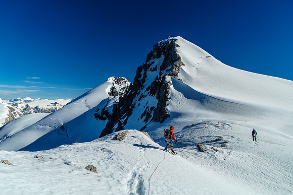 Just finishing the west shoulder of Christian and transitioning to the southeast face route.