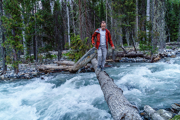 This log was key in crossing the raging washout near the end of the drivable road.