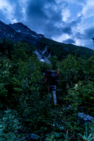 Light bushwhacking as we head for the open drainage visible ahead and above us.