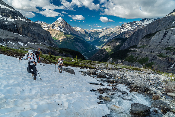 Getting high enough to start using snow patches for more efficient travel. We're nowhere near the glacier at this point.
