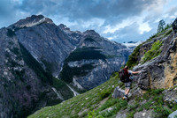 Ben looks for the best route. He went up here while I scouted ahead on the obvious bench.