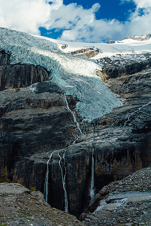 This spectacular waterfall is called, "Cerberus Falls" and plunges hundreds of meters into Icefall Canyon.