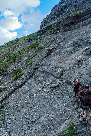 Slabby, loose scrambling terrain.